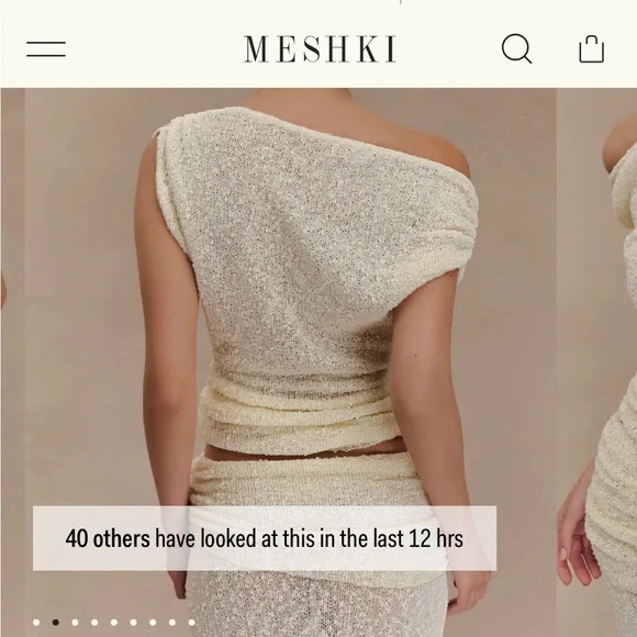 Meshki Cream Off Shoulder Boucle Knit Top - Picture 3 of 5